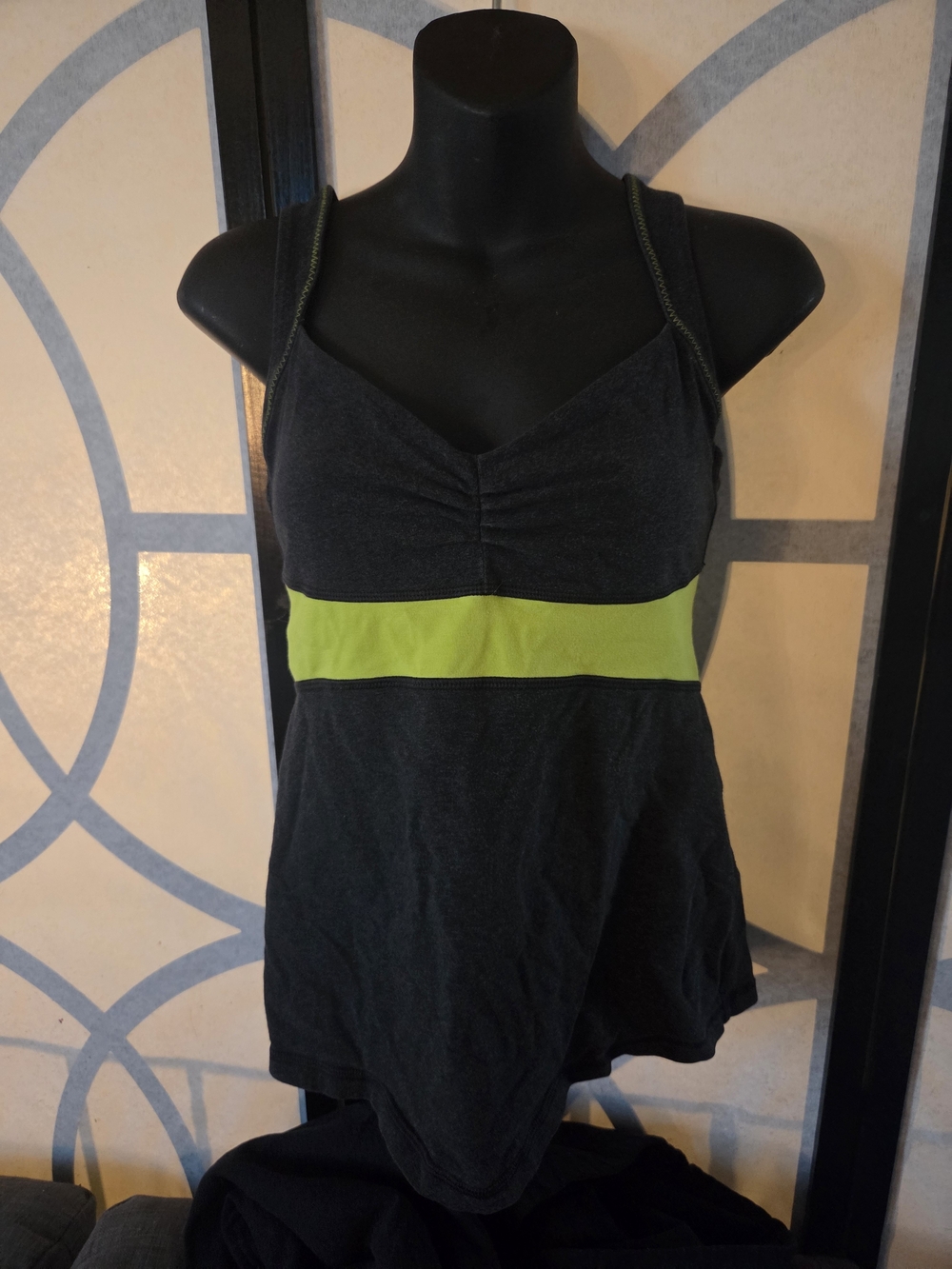 lululemon athletica Black Tank Top with Lime Stripe